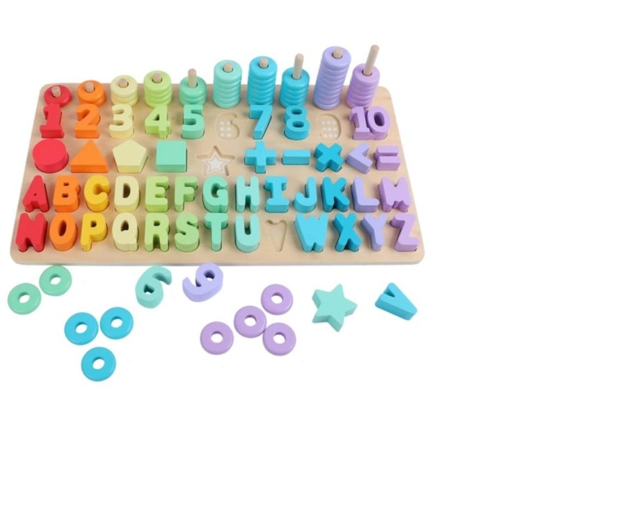 Toys Ken Black Toys | Wooden Number Shape Stacker 102 Piece Set