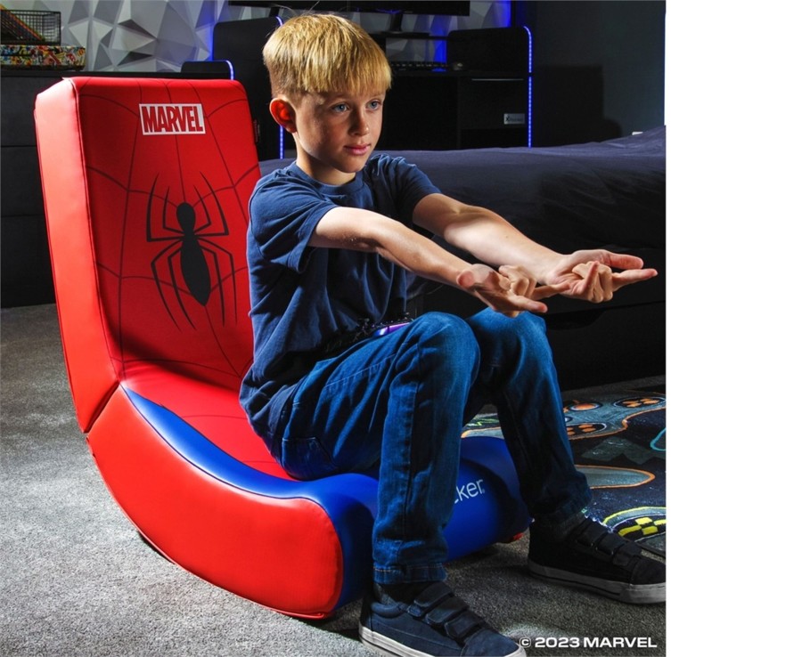 Tech & Gaming Ken Black Toys | X Rocker Marvel Icon Spider-Man Floor Rocker Gaming Chair