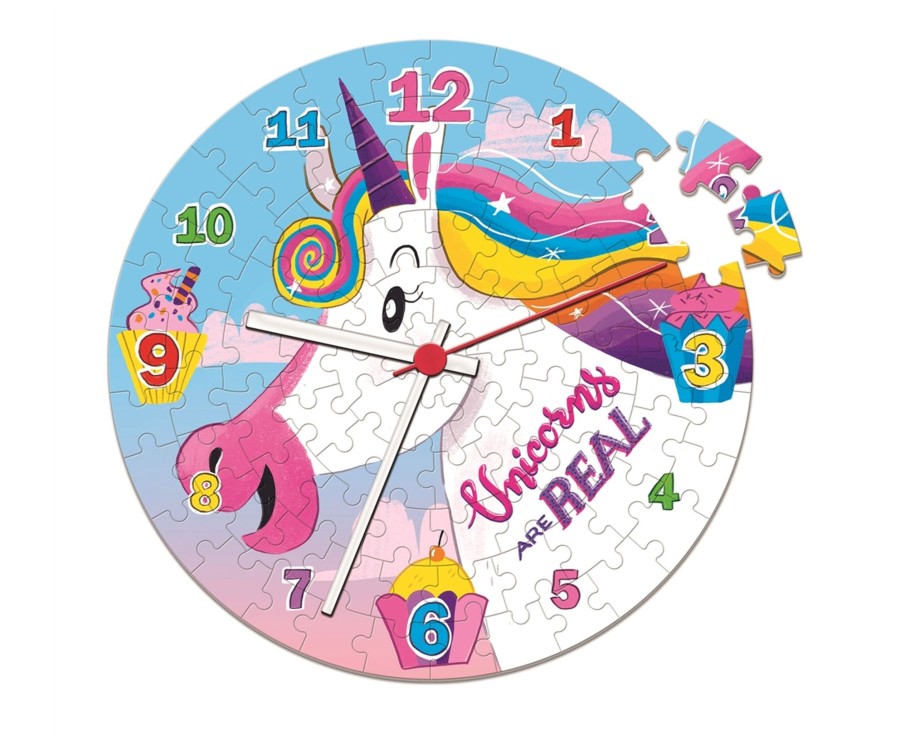 Learning & Education Ken Black Toys | Clementoni Unicorn Clock Puzzle 96Pc