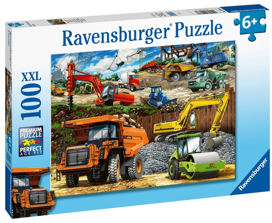 Learning & Education Ken Black Toys | Ravensburger Construction Vehicles Xxl 100 Piece Jigsaw Puzzle