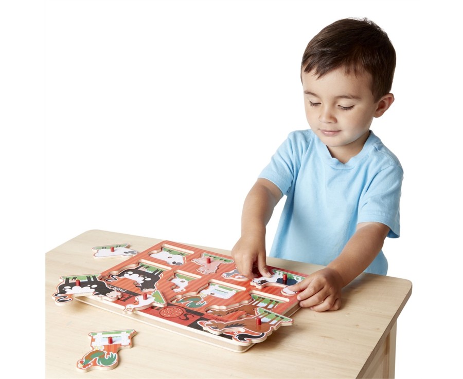 Toys Ken Black Toys | Melissa & Doug Wooden Animals Sound Puzzle Asst