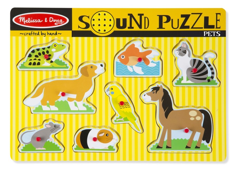 Toys Ken Black Toys | Melissa & Doug Wooden Animals Sound Puzzle Asst