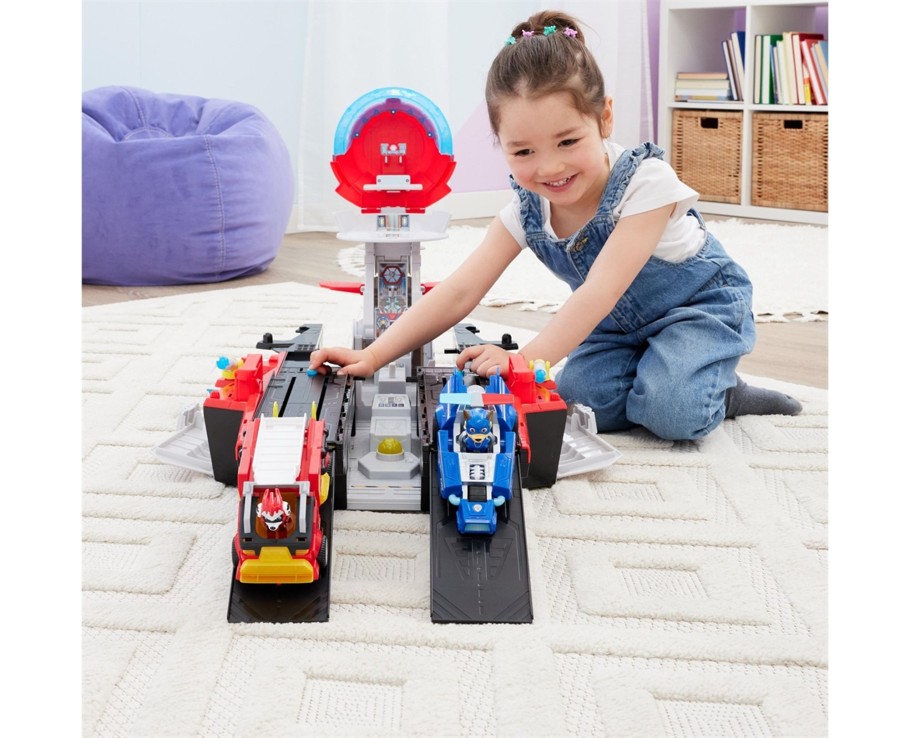 Toys Ken Black Toys | Paw Patrol: The Mighty Movie Aircraft Carrier Hq, With Chase Action Figure And Mighty Pups Cruiser,