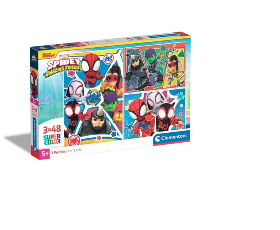 Learning & Education Ken Black Toys | Clementoni Marvel Spidey And His Amazing Friends 3 X 48 Piece Jigsaw Puzzle