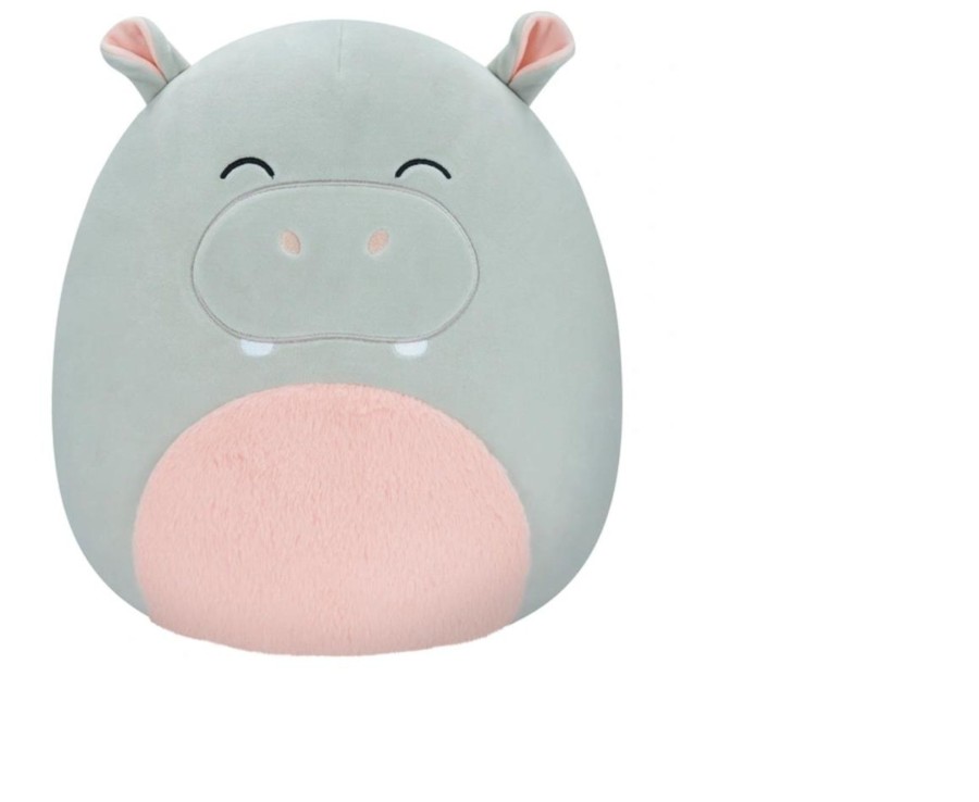 Toys Ken Black Toys | Original Squishmallows 30Cm - Harrison The Grey Hippo With Pink Fuzzy Belly