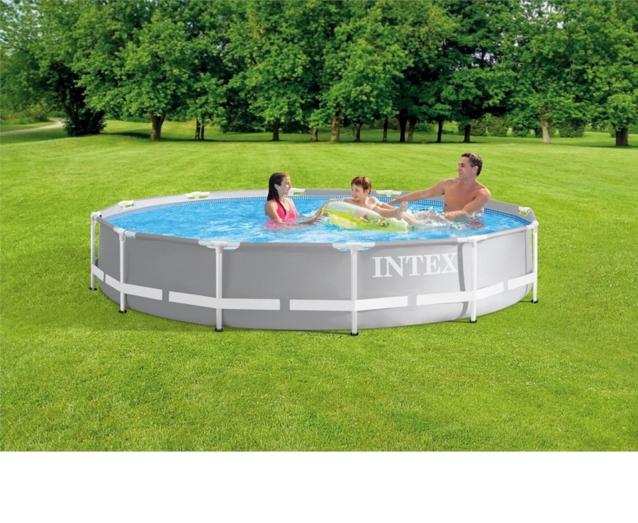 Outdoor Ken Black Toys | Intex 12Ft X 30Inch Round Metal Frame Prism Swimming Pool