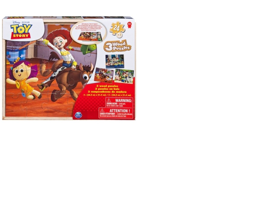 Learning & Education Ken Black Toys | Toy Story 3, 3 Pack Wooden Puzzles In Wood Storage Tray