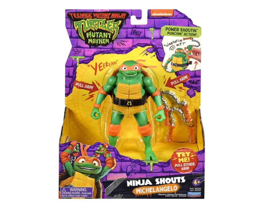 Toys Ken Black Toys | Tmnt Mutant Mayhem Deluxe Ninja Shouts Figure - Michelangelo