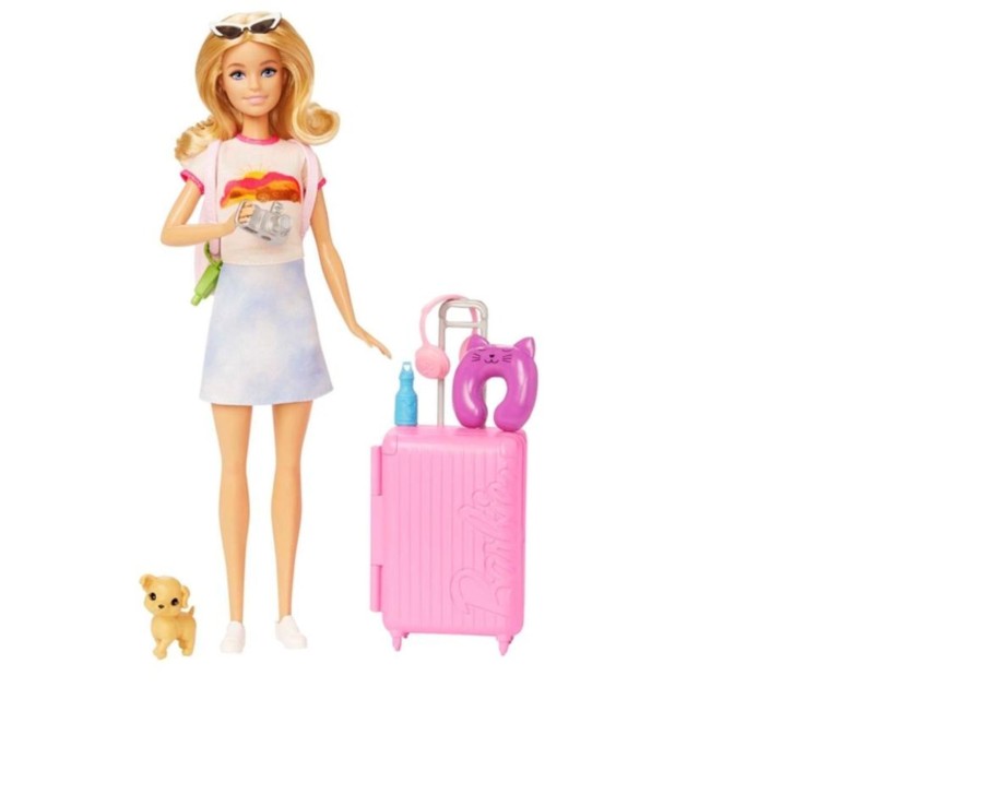 Toys Ken Black Toys | Barbie Travel Doll With Dog And Holiday Accessories Set