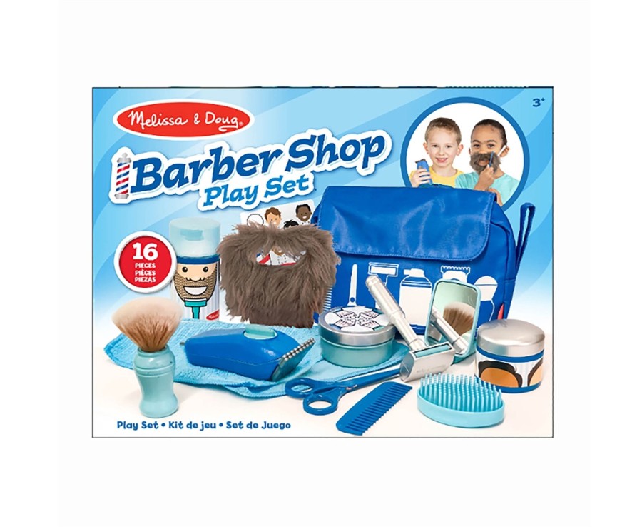 Learning & Education Ken Black Toys | Melissa & Doug Barber Shop Pretend Play Set Shaving Toy