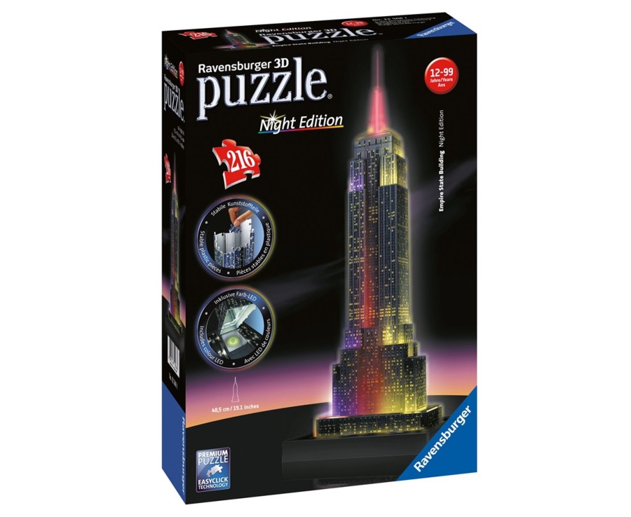 Learning & Education Ken Black Toys | Empire State Building - Night Edition, 216Pc 3D Jigsaw Puzzle®