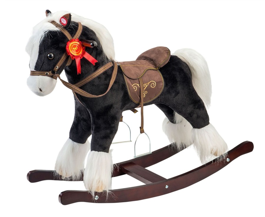 Outdoor Ken Black Toys | Black Rocking Horse With Sounds