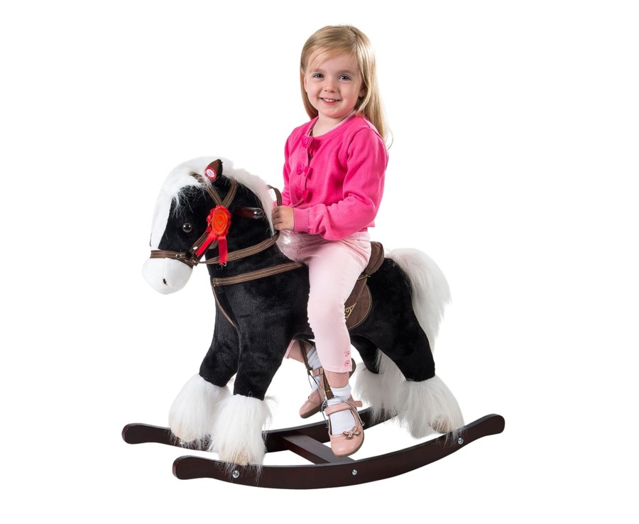 Outdoor Ken Black Toys | Black Rocking Horse With Sounds