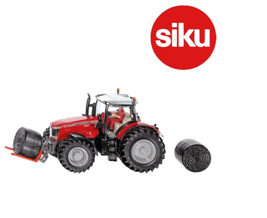 Toys Ken Black Toys | 1:32 Massey Ferguson Mf860 Tractor With Loader & 2 Hay Bales