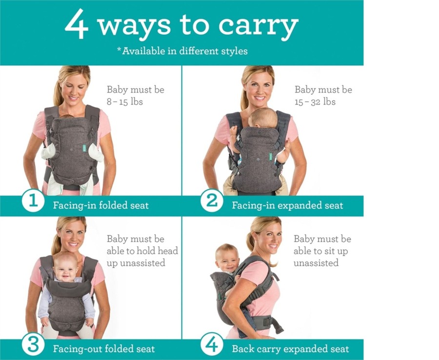 Baby Ken Black Toys | Infantino Flip Advanced 4-In-1 Grey Baby Carrier