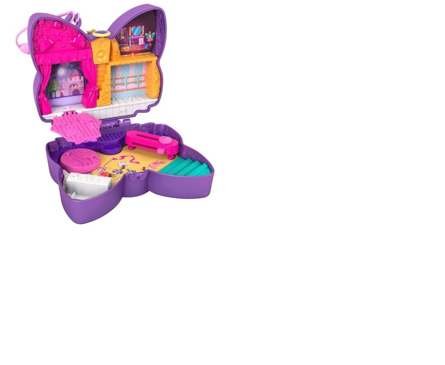 Toys Ken Black Toys | Polly Pocket Sparkle Stage Bow Compact With Micro Dolls And Accessories