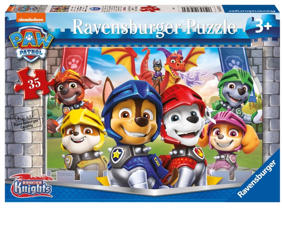 Learning & Education Ken Black Toys | Ravensburger Paw Patrol Knights & Dragons 35 Piece Jigsaw Puzzle