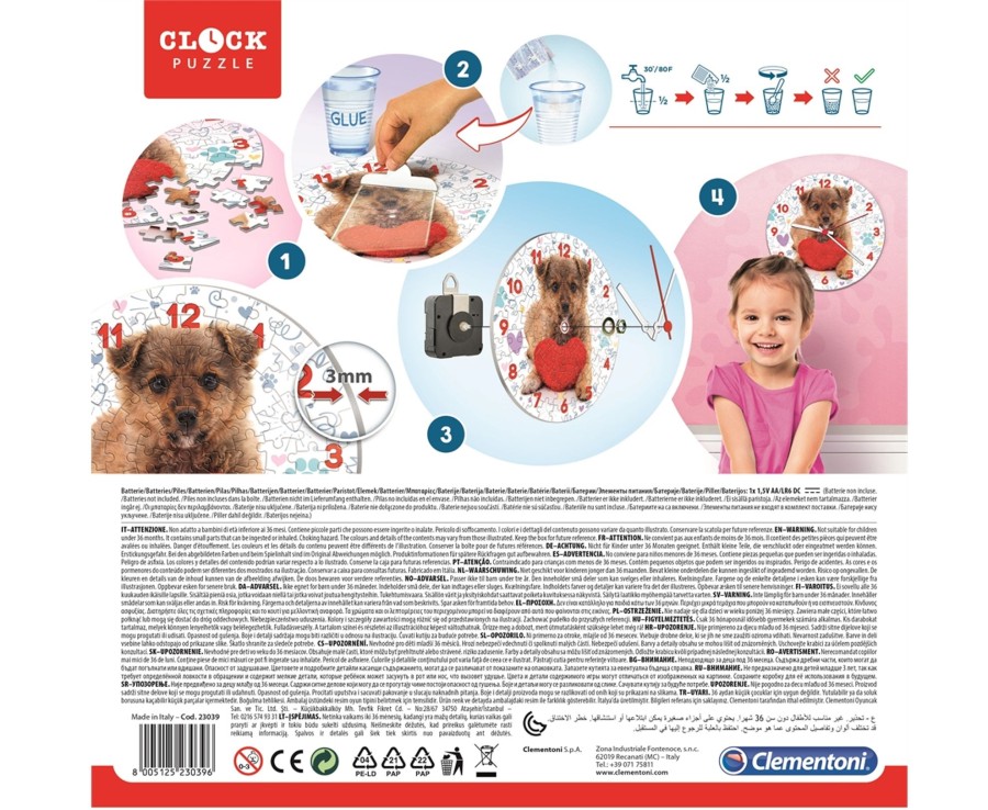 Learning & Education Ken Black Toys | Clementoni Cute Puppy Clock Puzzle 96Pc