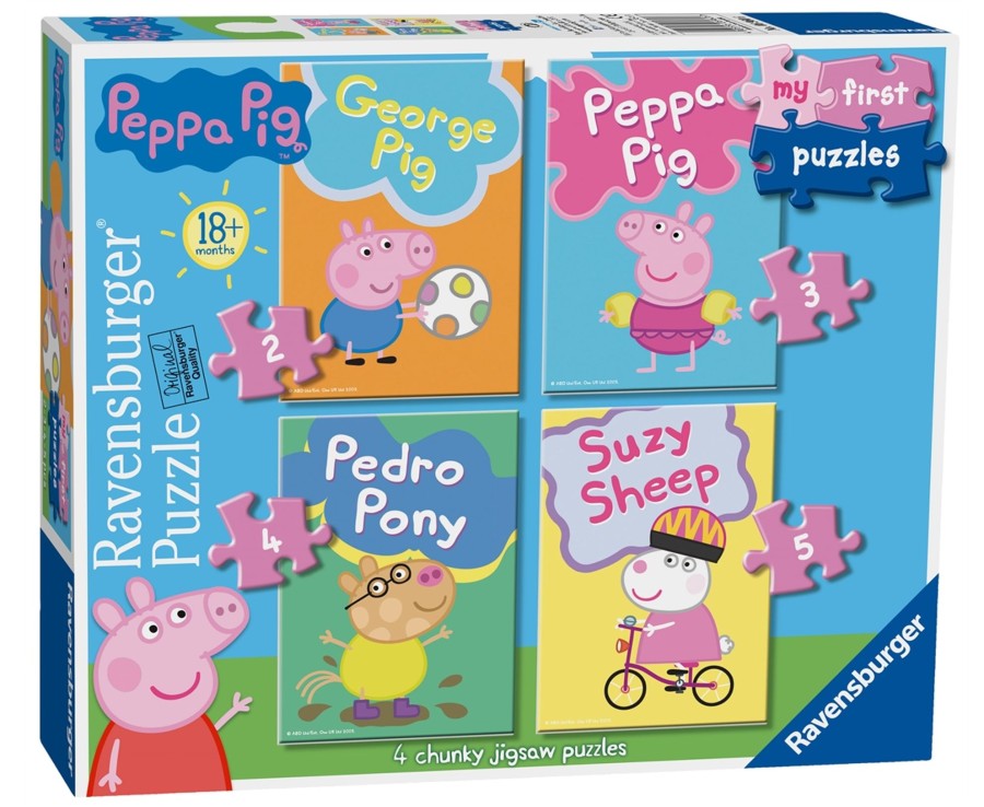 Learning & Education Ken Black Toys | Ravensburger Peppa Pig Fun Day Out 4 In A Box (12, 16, 20, 24 Piece) Jigsaw Puzzles