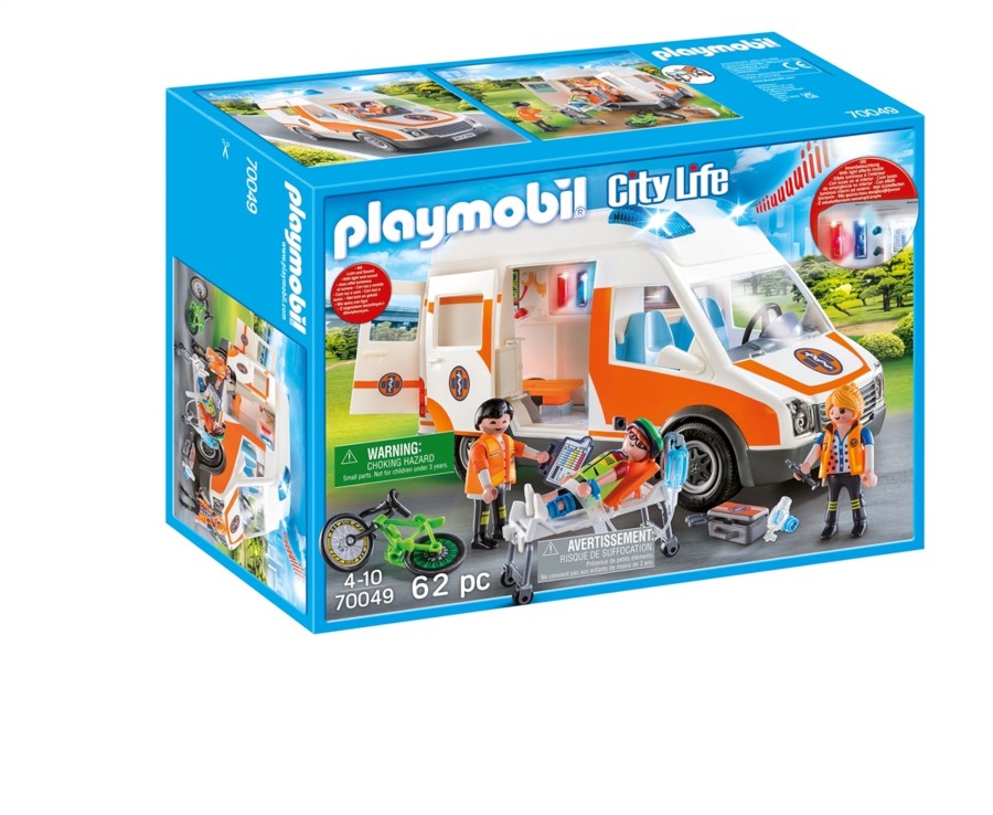 Toys Ken Black Toys | Playmobil 70049 Ambulance With Flashing Lights