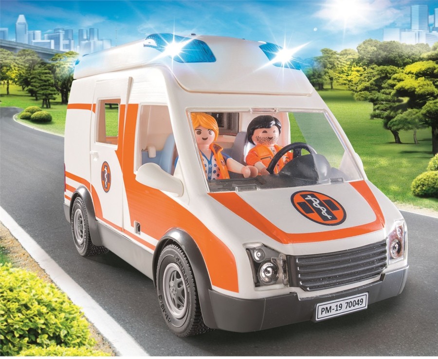 Toys Ken Black Toys | Playmobil 70049 Ambulance With Flashing Lights