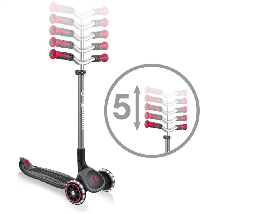 Outdoor Ken Black Toys | Globber Master Lights Foldable Scooter Black-Red