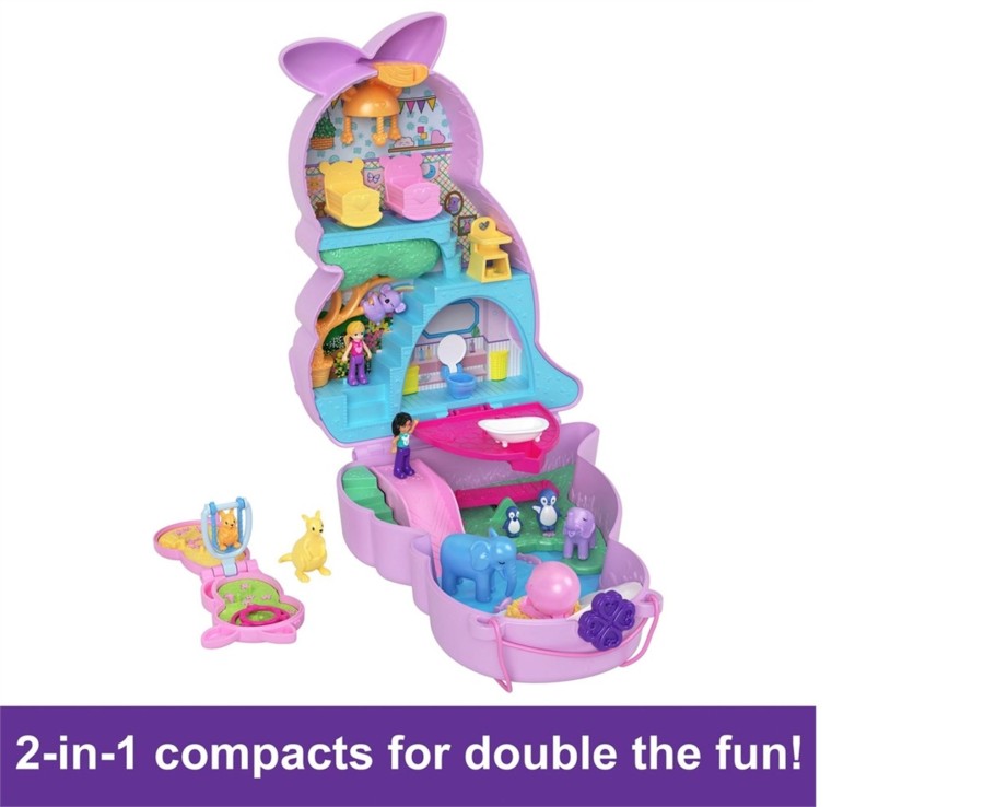 Toys Ken Black Toys | Polly Pocket Mama And Joey Kangaroo Purse Compact Playset