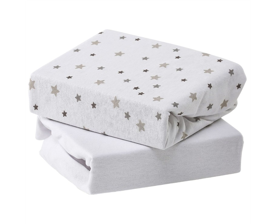 Baby Ken Black Toys | 2Pk Jersey Sheets Travel Cot Grey Star