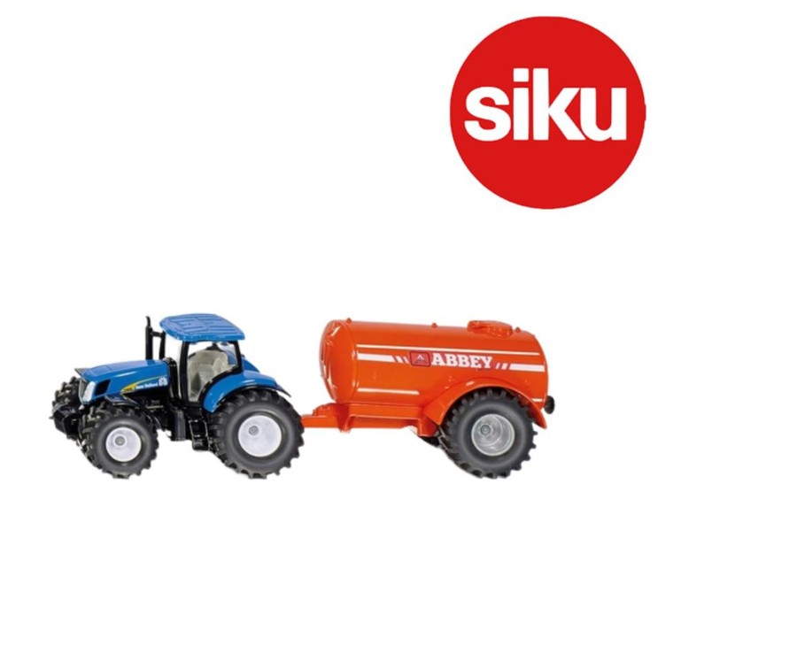 Toys Ken Black Toys | Siku 1:50 New Holland T7070 Tractor And Abbey Single Axle Vacuum Tanker