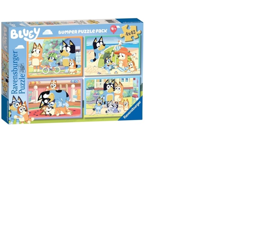 Learning & Education Ken Black Toys | Ravensburger Bluey 4X 42 Piece Jigsaw Puzzle Bumper Pack