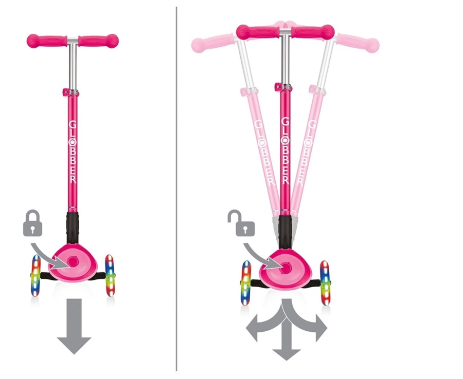 Outdoor Ken Black Toys | Globber Primo Foldable Plus Lights Scooter Fuchsia Pink