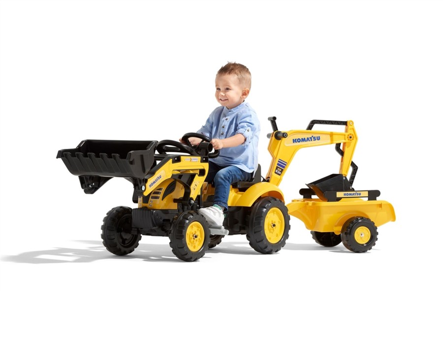 Outdoor Ken Black Toys | Komatsu Pedal Backhoe With Rear Excavator And Trailer Included