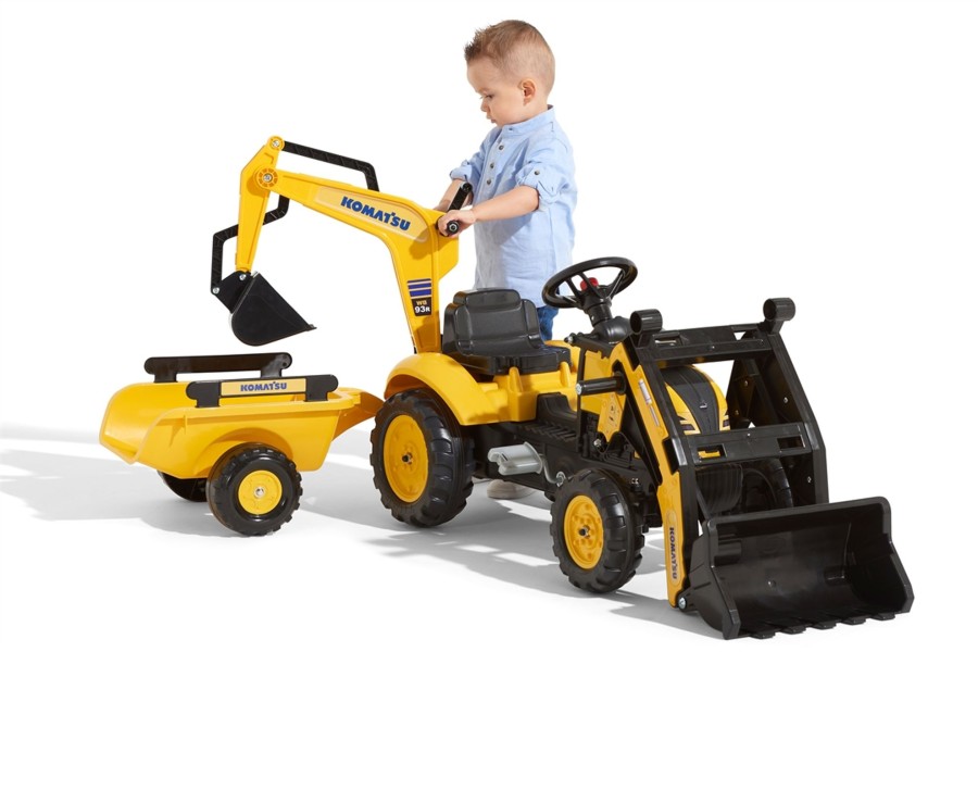 Outdoor Ken Black Toys | Komatsu Pedal Backhoe With Rear Excavator And Trailer Included