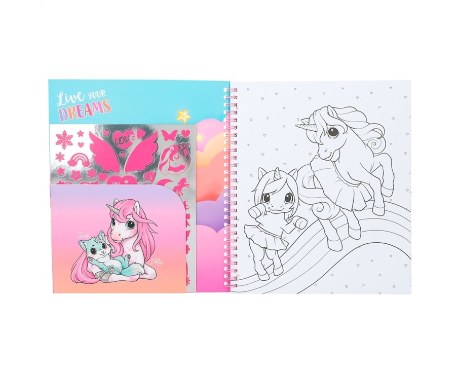 Learning & Education Ken Black Toys | Ylvi Colouring Book With Unicorn And Sequins