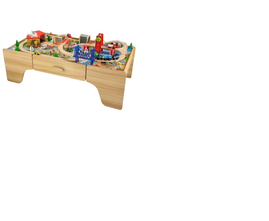 Toys Ken Black Toys | 100 Piece Wooden Train Set & Table