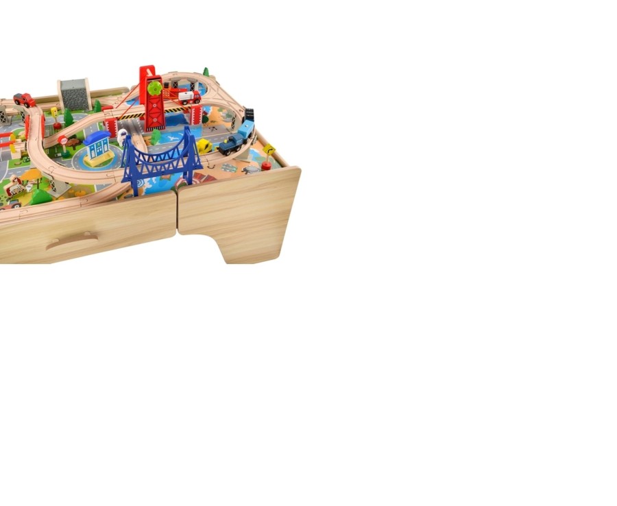 Toys Ken Black Toys | 100 Piece Wooden Train Set & Table