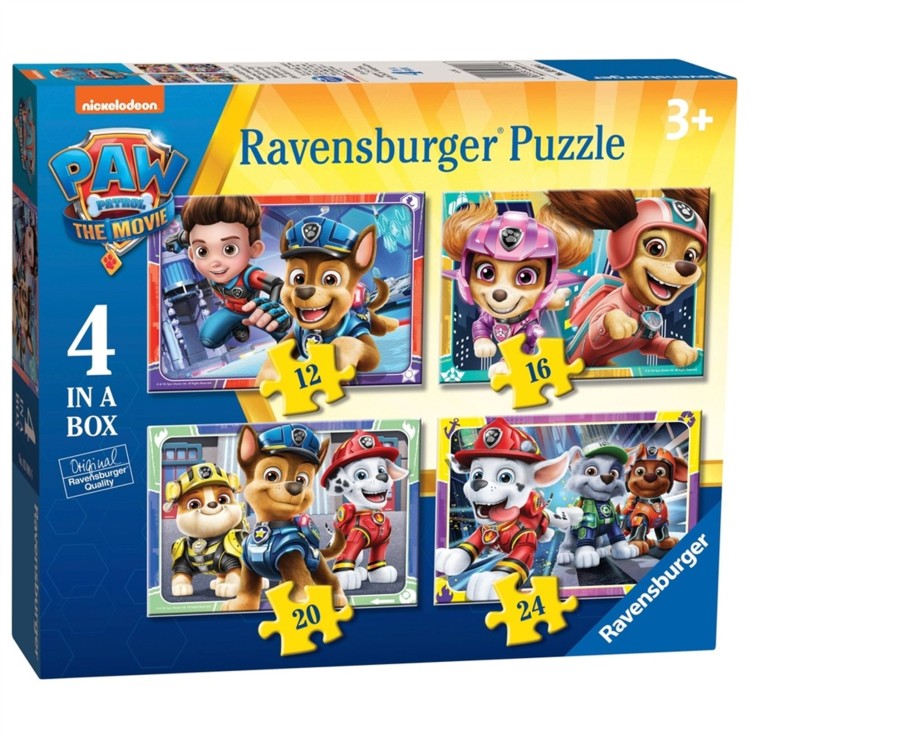 Learning & Education Ken Black Toys | Ravensburger Paw Patrol The Movie 4 In A Box (12, 16, 20, 24 Piece) Jigsaw Puzzles