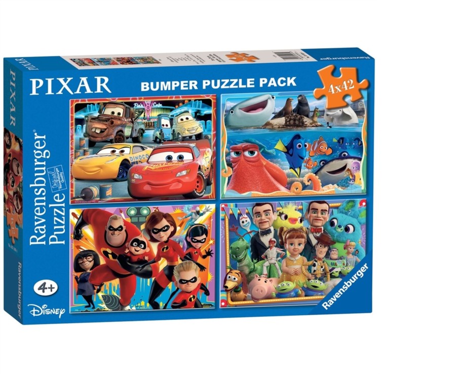 Learning & Education Ken Black Toys | Ravensburger Disney Pixar 4 X 42 Piece Bumper Puzzle Pack Assortment