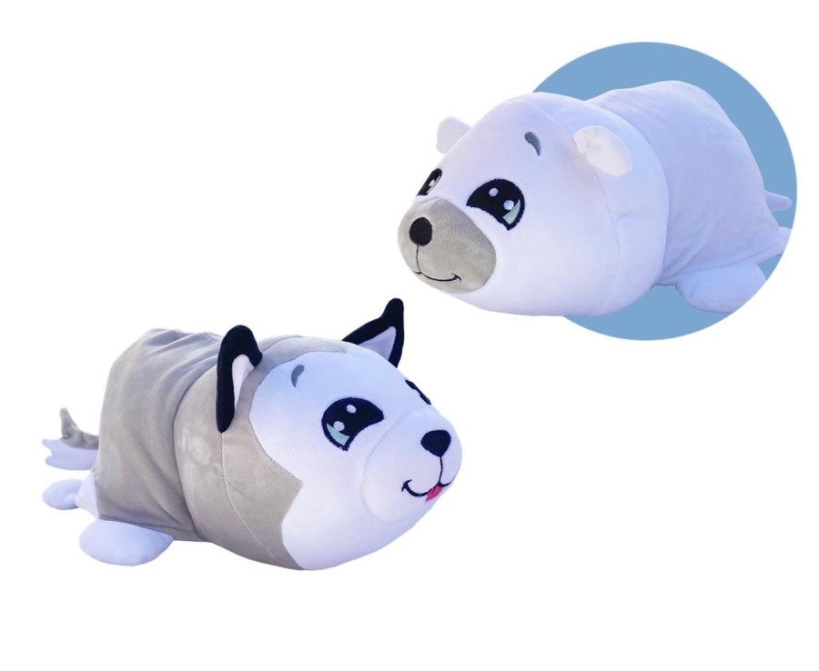 Toys Ken Black Toys | Flip A Zoo Mushmillows 15In - Polar Bear/Husky