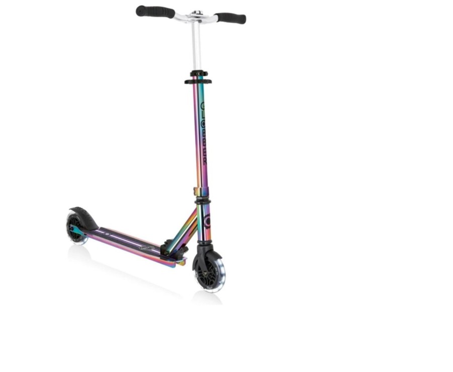 Outdoor Ken Black Toys | Globber Flow Element Lights 2-Wheel Foldable Scooter - Neochrome