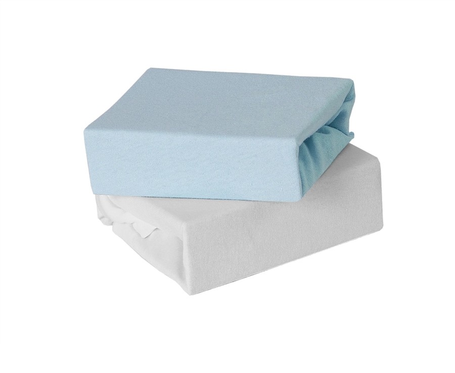 Baby Ken Black Toys | Baby Elegance 2 Pack Cot Fitted Sheet Blue - 60 X 120Cm