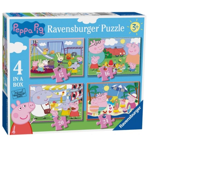 Learning & Education Ken Black Toys | Ravensburger Peppa Pig 4 In A Box (12, 16, 20, 24 Piece) Jigsaw Puzzle Assortment