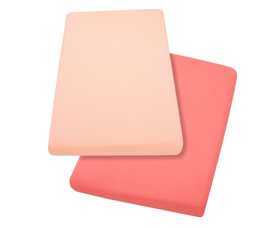 Baby Ken Black Toys | Cot Fitted Sheets 100% Jersey Cotton 60 X 120 X 12 Cm - Coral 2 Pack