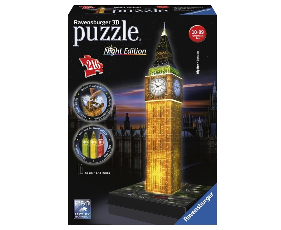 Learning & Education Ken Black Toys | Big Ben - Night Edition, 216Pc 3D Jigsaw Puzzle®