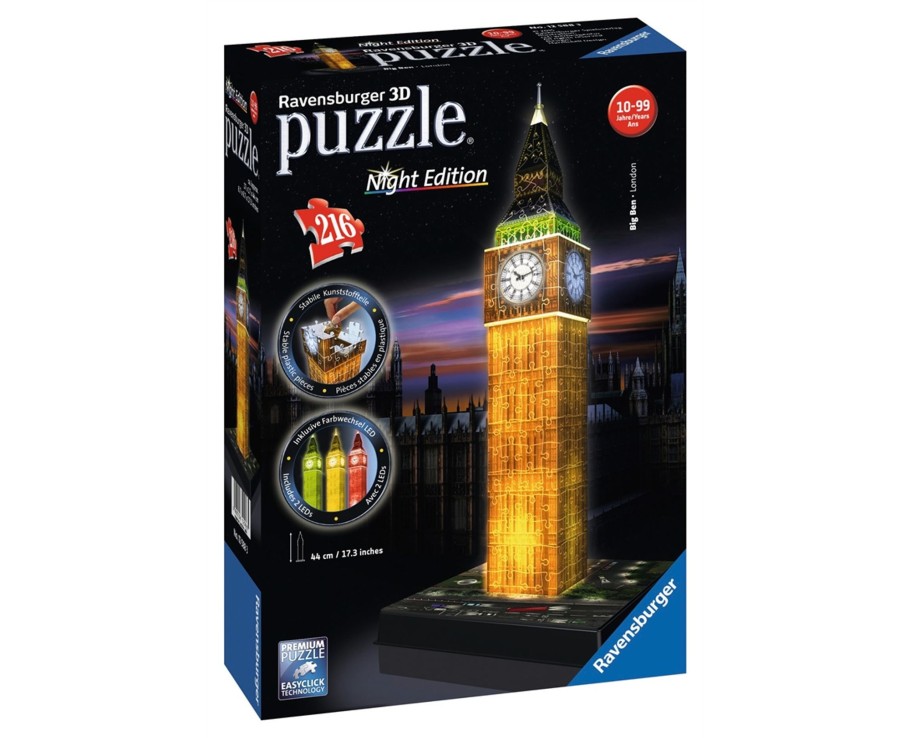 Learning & Education Ken Black Toys | Big Ben - Night Edition, 216Pc 3D Jigsaw Puzzle®