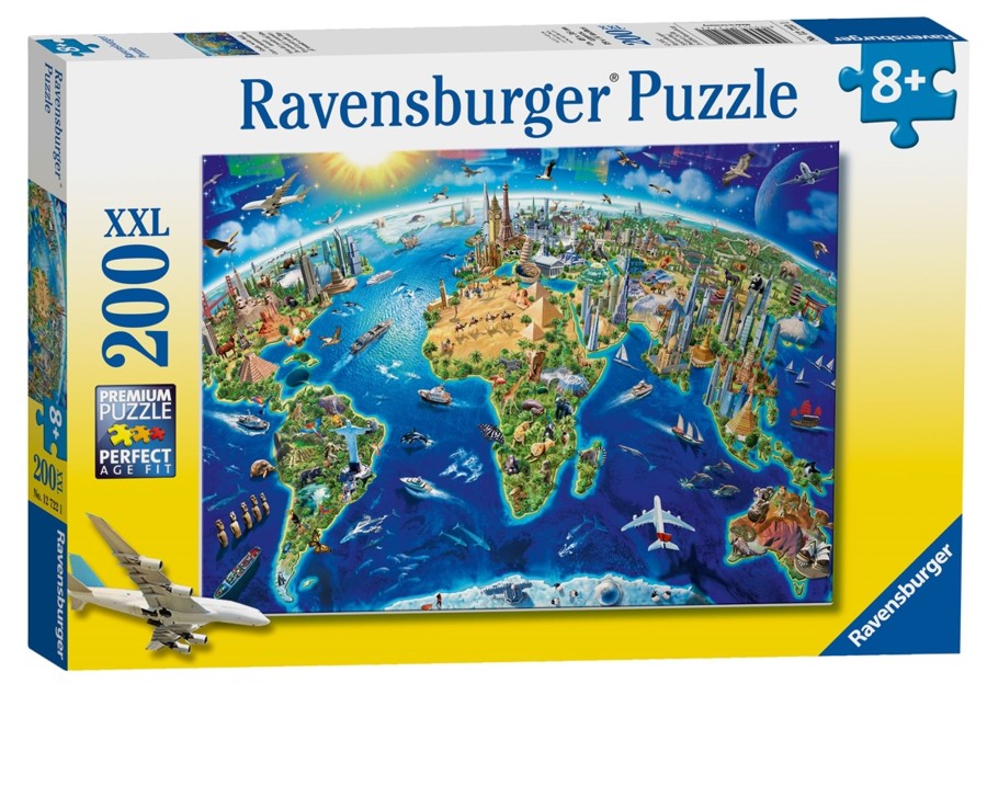 Learning & Education Ken Black Toys | Ravensburger World Landmarks Map Xxl 200 Piece Jigsaw Puzzle