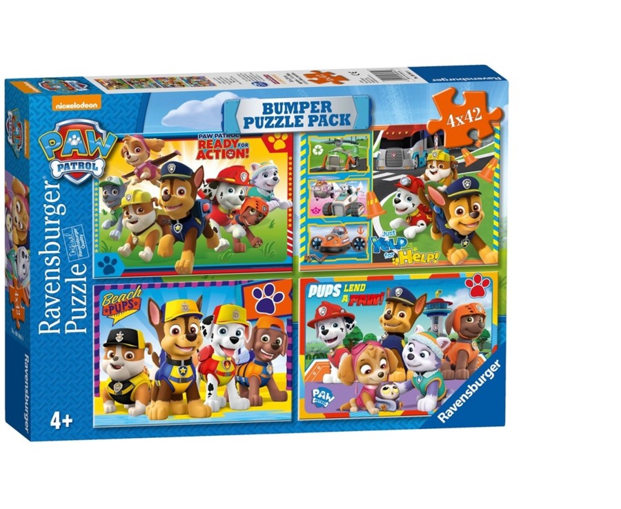 Learning & Education Ken Black Toys | Ravensburger Paw Patrol Bumper Puzzle Pack, 4 X 42 Piece Puzzle Assortment