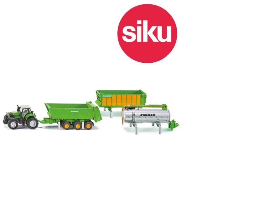 Toys Ken Black Toys | 1:87 Deutz-Fahr With 3 Piece Joskin Trailer Set