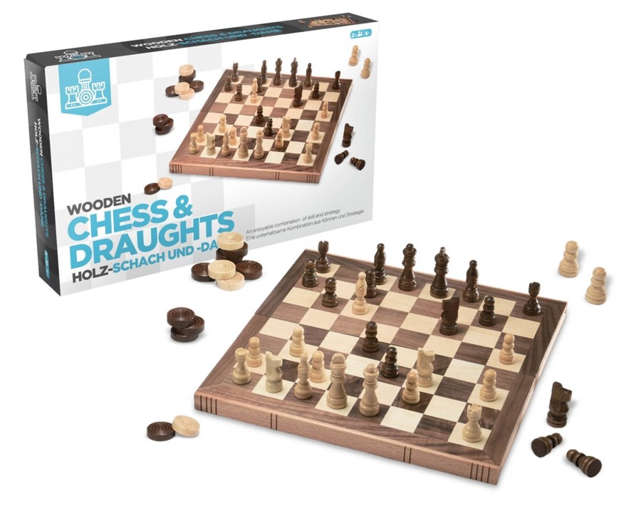 Learning & Education Ken Black Toys | Wooden Chess & Draughts Set