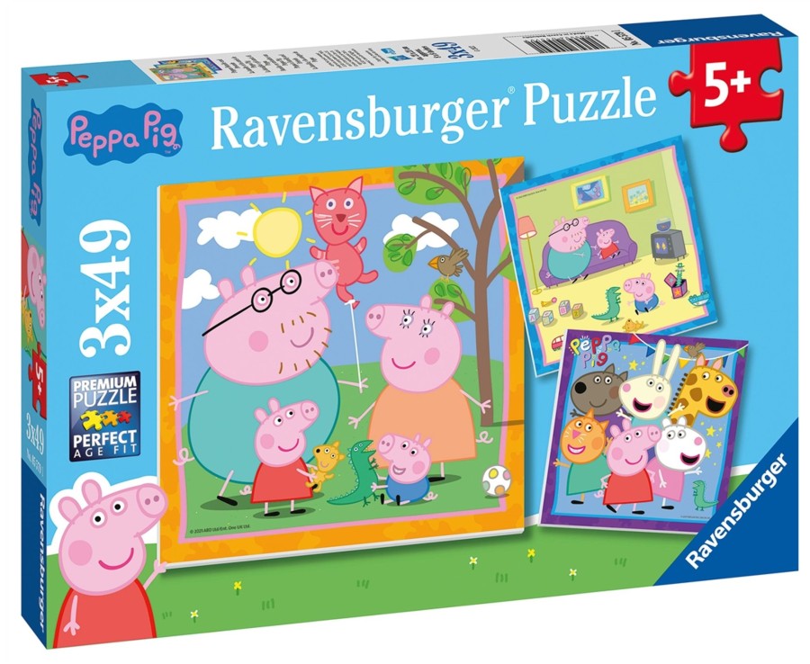 Learning & Education Ken Black Toys | Ravensburger Peppa Pig 3X 49 Piece Jigsaw Puzzles